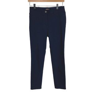 J McLaughlin Navy Cigarette Pant Womens 0 Zip Fly Back Pockets Ankle Stretch.
